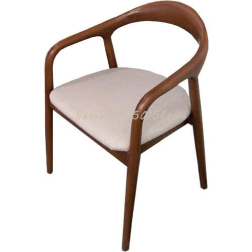 Nordic Dining Chair Designer Chair Modern Minimalist Solid Wood Armchair Office Fabric Conference Chair