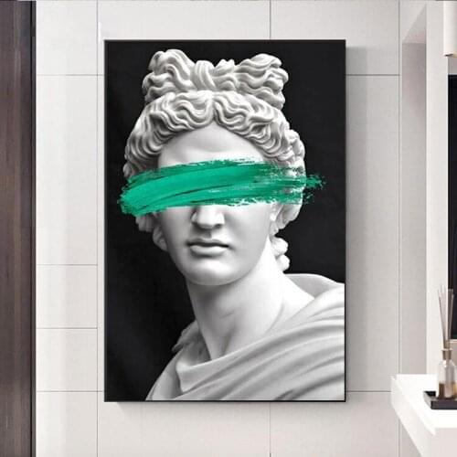 Sculpture of Apollo Canvas Art Posters Vaporwave Statue Art Canvas Paintings Wall Art Prints Pictures for Living Room Decoration