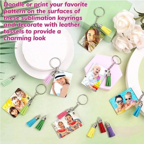 Sublimation Keychain Blank Rectangle 80 Pcs Sublimation Blank Products Batch Heat Press Transfer Double-sided Keychain A5KE