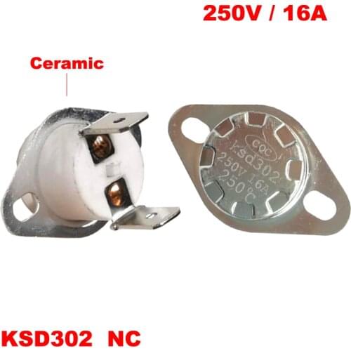 160 170 175 180 185 190 200 Degree KSD302 16A 250V Right Angle Normally Closed NC Ceramic Themostat Temperature Control Switch