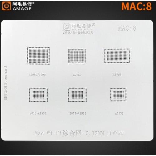 BGA reballing Stencil Template for Mac Macbook A1989/A1990 A2159 A1706 A1534 A1932 WIFI IC