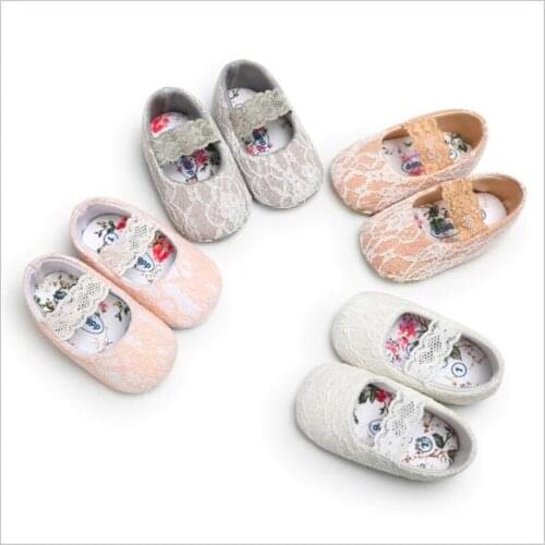 Cute Flowers Newborn Shoes Fashion Infants Lace First Walker Soft Sole Baby Crib Shoes Girls Antislip Princess Shoes