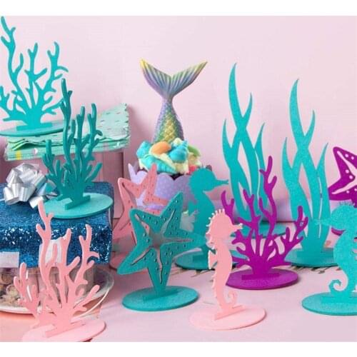 2pcs Summer Party Decoration Felt Table Ornament Mermaid Birthday Party Hawaiian Oversea Baby Shower Boy And Girl Party Supplies