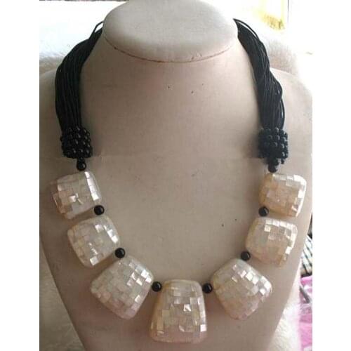 WOW! white abalone shell square 28-35*35-40mm 21inch nature wholesale FPPJ