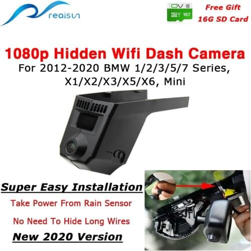 Realsun 1080P Car DVR Wifi Dash Camera 12Million PX Easy Installation For BMW 1/2/3/5/7 Series X1/X2/X3/X5/X6 BMW Mini 2012-2020