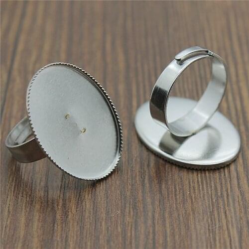 WYSIWYG 5pcs Fit 18x25mm 13x18mm Oval Stainless Steel Material Adjustable Sawtooth Edge Ring Settings Jewelry Making