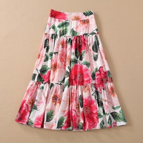 European and American womens wear for spring 2021 Floral print pleated fashion skirt
