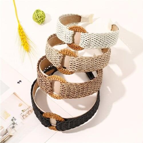 Fashion Headbands for Women Hair Band Elegant Vintage Raffia Weave Headband Girl Hair Accessories Hair Bands Hair Hoop Headdress