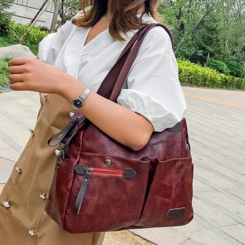 Women Handbags Luxury Big Women Tote Bags Vintage Pu Leather Shoulder Bags For Women 2021 Messenger Bag Designer Bolsos