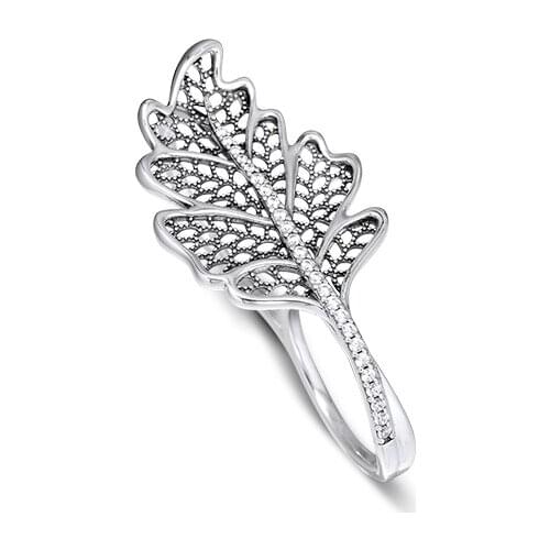 Top quality New Autumn silver 925 jewelry Oak Leaf Double Ring 925 Sterling Silver Rings for women anillo fashion Memnon Jewelry