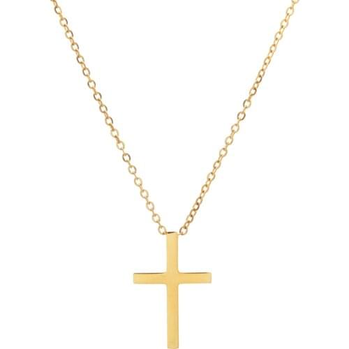 ZMZY New Christian Jewelry Handmade Thin Stainless Steel Cross Pendant Necklaces For Women Catholic Crucifix Collar Choker