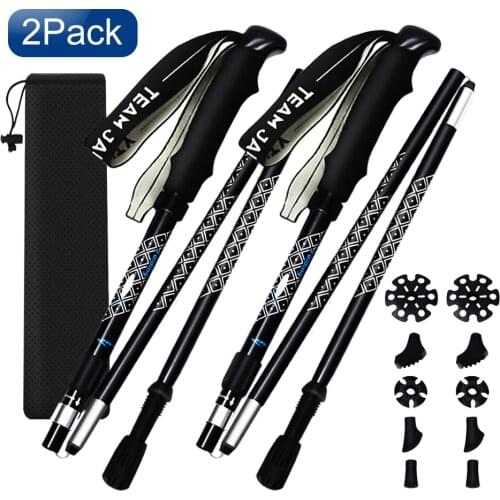 2Pcs Outdoor Walking Sticks Nordic Anti Shock Trekking Poles Telescopic Ultralight Hiking Sticks Aluminum Walking Crutches Canes