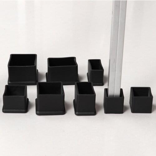 20 Furniture Feet Cups Square Rectangle Legs Pads Anti Slip Foot Mat Chair Leg Caps Rubber Table Tube End Covers Floor Protector