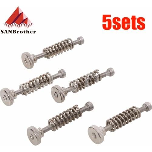 5pcs 3D printer Leveling components M3 screw Leveling spring Leveling knob suite for 3D printer Heating Bed parts
