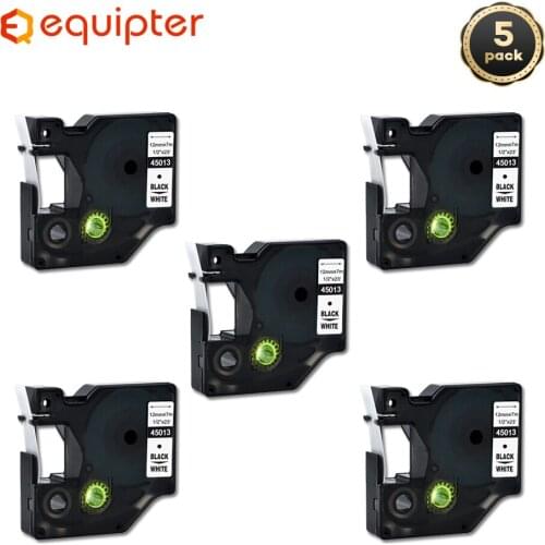 5pcs 12mm 45013 Black on white compatible dymo D1 12mm label printer D1 45013 laminated label tapes for LabelManager 160 printer