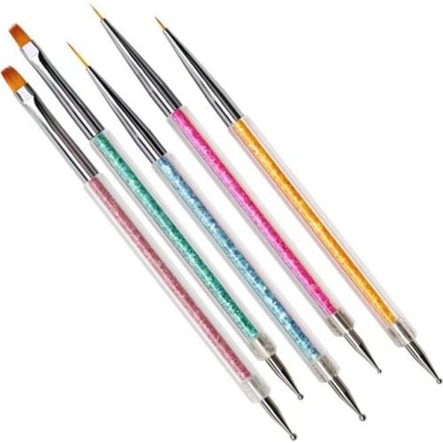 5Pcs/Set Double Head Nail Dotting Painting Drawing Carving Pen Liner Brush Gradient DIY Nail Art Manicure Kit
