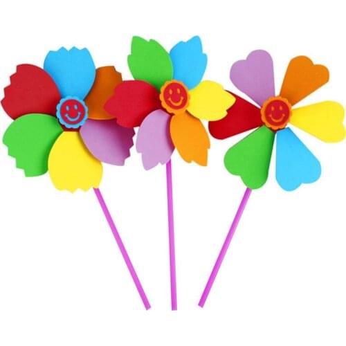 6Pcs DIY EVA Windmill Pinwheel Wind Spinner Kids Toy Garden Lawn Party Decor Toy Kindergarten Q6PD