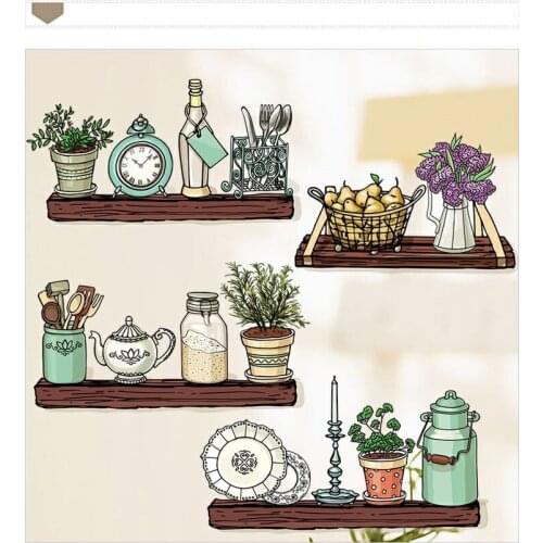 93*80CM Kitchen Flower Background Wall Sticker Wall Pictures Room Decor Poster Nature Pastoral Style Prints Wall Art Mural