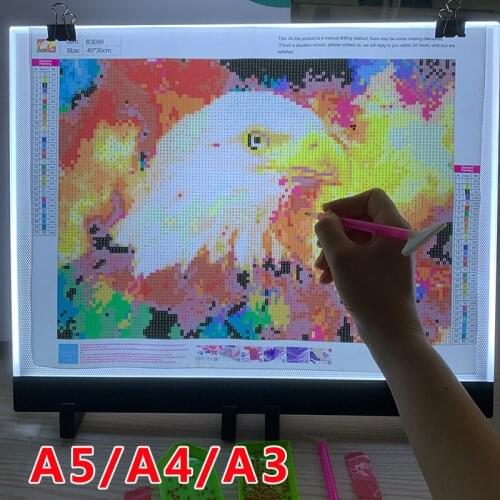 A5/A4 /A3 LED Light Pad Board 5d Diamond Painting Tracing Copy Board with 3 Level Brightness USB Powered Drawing Tablet