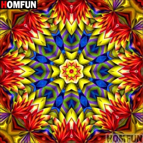 HOMFUN DIY 5D Diamond Painting "Mandala flower" Full Diamond Embroidery Sale Picture Of Rhinestones For Festival Gifts A11370