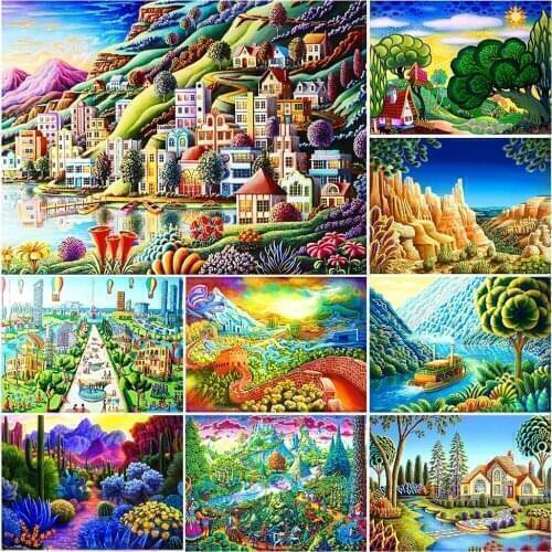 5D DIY Diamond Painting Landscape Scenery Cross Stitch Kit Full Square/Round Rhinestone Embroidery Mosaic Home Decoration Gift