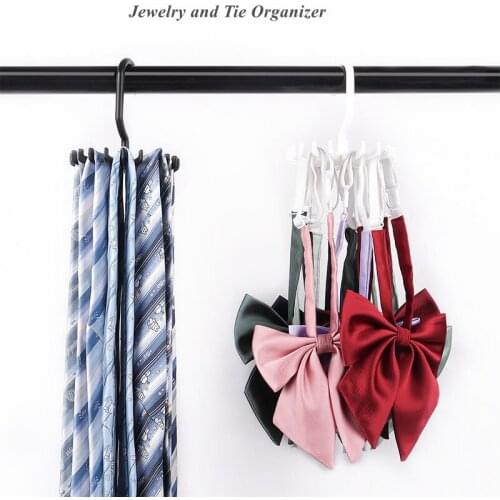 Household Accessories 360° Rotating Plastic Belt Hanger Rack Tie Scarf Organizer Adjustable Closet Clothing Storage Holds Hook