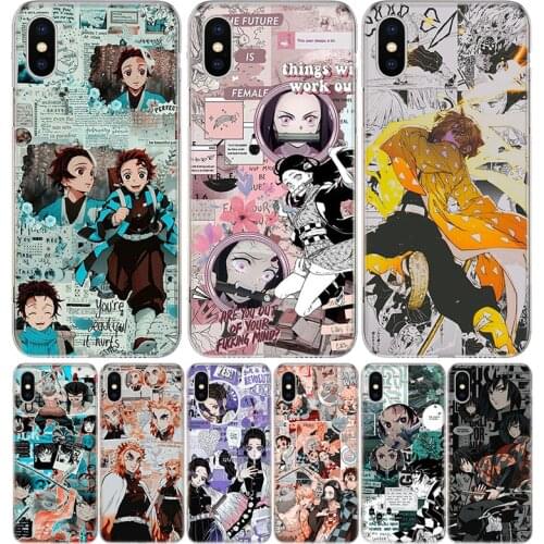 Kimetsu No Yaiba Demon Slayer Anime Cover Phone Case For Iphone 11 12 Mini Pro 7 6 X 8 6S Plus XS MAX + XR 5S SE 10 9 Art TPU Co
