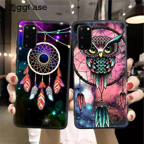 Black silicone Phone Cases For Samsung S20 Ultra S8 S9 S10 Plus Lite S20e S10e black Cover Luxury Dreamcatcher Shell Coque Funda