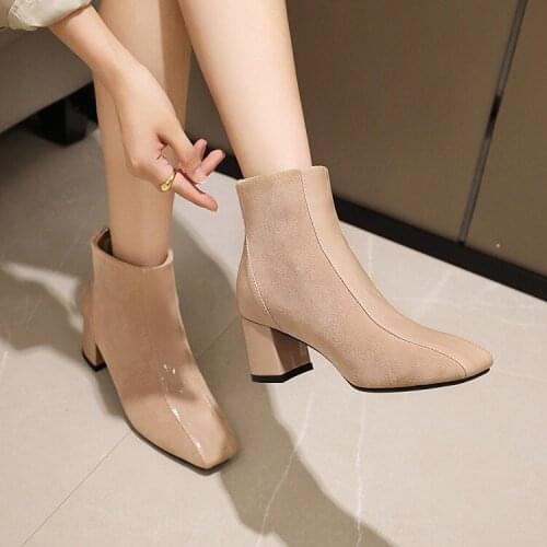 Children of boots autumn 2020 patent leather short boots womens spring and autumn single boots thick and thin boots high heels