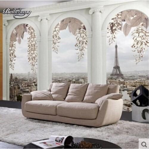 Beibehang Eiffel Tower Retro City Construction Photo Wallpaper Living Room TV Sofa Background Home Decor wallpaper for walls 3 d