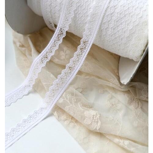 Hot Sale 5 Meters New Pure White Elastic Lace Trim Applique Embroidery Lace Trimming Fabric Sewing Crafts 2cm Width