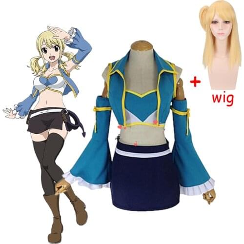 Lucy Heartfilia Fairy Tail 7 Years Later Lolita Cosplay Costume Girls Sailor School Uniform Skirt Outfit Halloween Party Dress