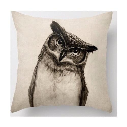 Hot Selling Funny Owl Sketch Animation Customized Zippered Square Throw Pillowcase Zippered Pillow Sham