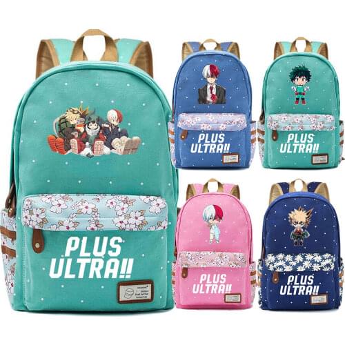 Fashion Cartoon Anime My Hero Academia Deku Flowers Dot Boy Girl School bag Women Bagpack Teenagers Canvas Lady Femme Backpack