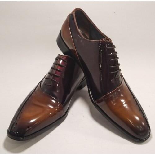 Mens Classic Comfy Shoes High Quality Patent Genuine Leather Italian Mold Invitation Tuxedo Wedding Suit Business Shoes