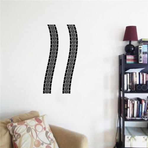Tire Tracks Wall Decal Auto Car Trace Vinyl Sticker Art Road Racing Decorations for Home Housewares Boys Room Bedroom DW6706