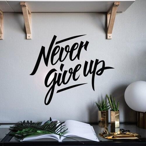 WJWY Never Give Up Wall Sticker Motivation Quote Phrase Home Decor Living Room Bedroom Wall Decal Art Murals
