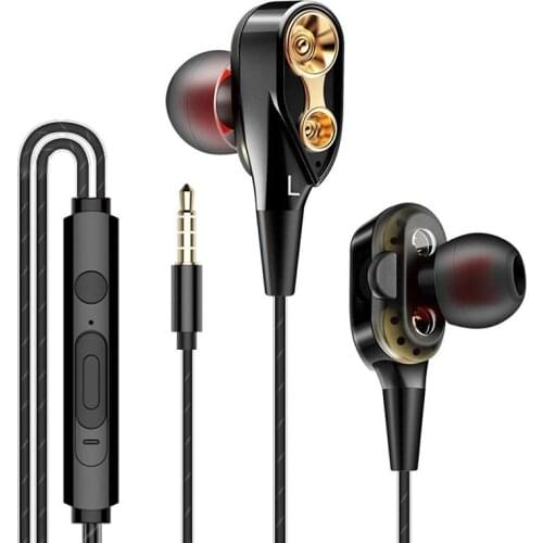 3.5MM In-ear Wired Earphone Gaming Headphone Super High BASS Dual Drive Stereo Volume Control With Mic Earbuds For iphone 6 6s