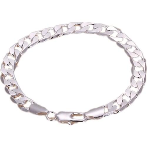 New style Classic flat MEN bracelet silver color bracelets new listings high quality fashion jewelry Christmas gifts