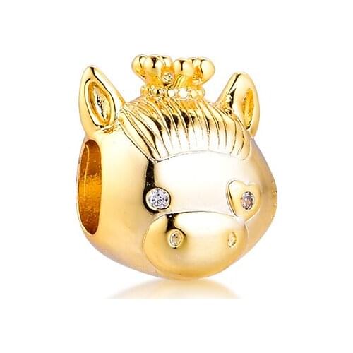 Fits for Pandora Charms Bracelets Shine Horse Beads 100% 925 Sterling Silver Jewelry Free Shipping