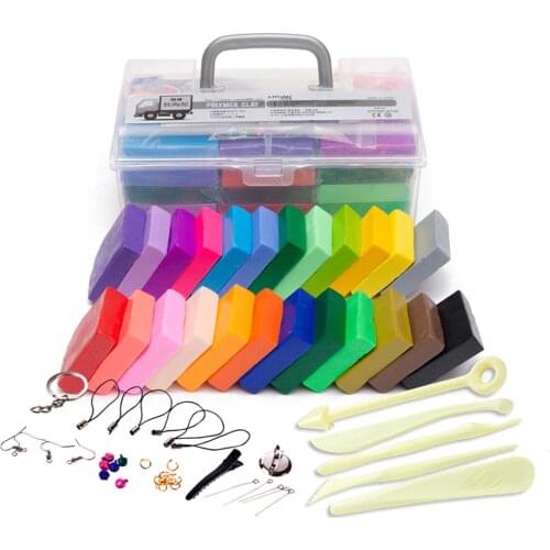 24 Colors Polymer Clay DIY Soft Modelling Clay Set with 5 pcs Tools Gift Box for Child Nontoxic Slime Toys Malleable