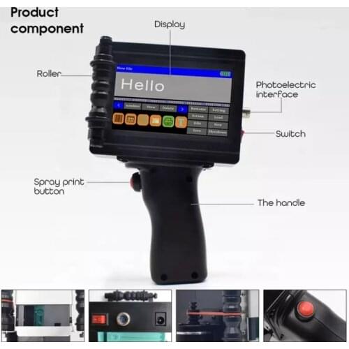 Portable Handheld Screen Date Batch Code Inkjet Printer