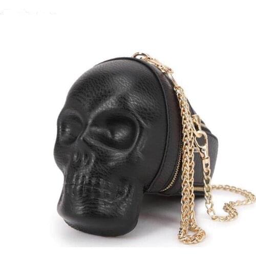 European and American fashion casual men leather bag personality skull women shoulder bag cross-body bag small wallet mobile pho