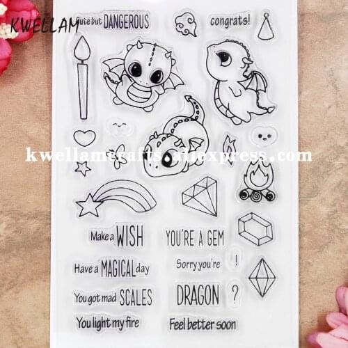 Make a Wish Feel better soon Candle Star Dragon Scrapbook photo cards rubber stamp clear stamp transparent stamp KW9060420