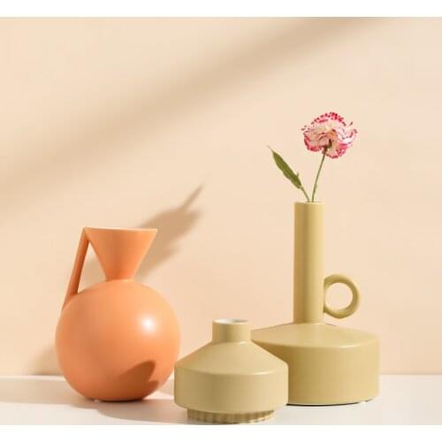 Nordic ins Minimalist Ceramic Vase Ornament Home Porcelain Flower Figurines Geometric Art Nordic Home Decoration Accessorie Vase