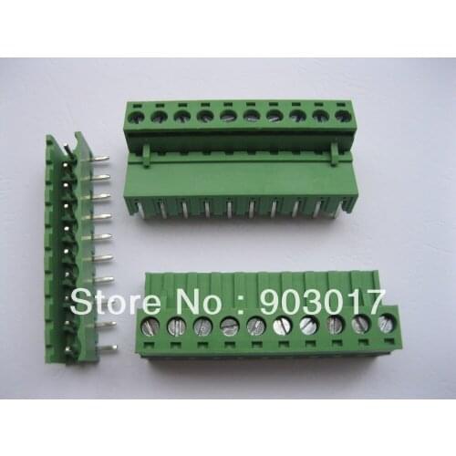 Angle 10way/pin 5.08mm Screw Terminal Block Connector Pluggable Type Green 100 Pcs Per Lot HOT Sale