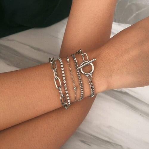 Punk Hip Hop Mix and Match Multilayer Alloy Women Bracelets On Hand Chain Bangles Jewelry Fashion Female Popular Now New Браслет