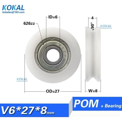 [V0627-8] Professional Production V Type 626zz bearing Roller Wheel 6*27*8MM V type wheel pulley