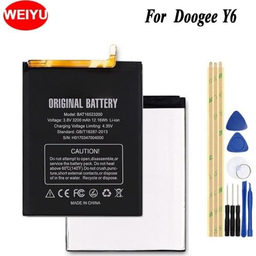 WEIYU For Doogee Y6C Y6 Phone Battery For Doogee Y6 3200mAh Hight Capacity 3.8V Top Quality Replacement Batteries+Tools