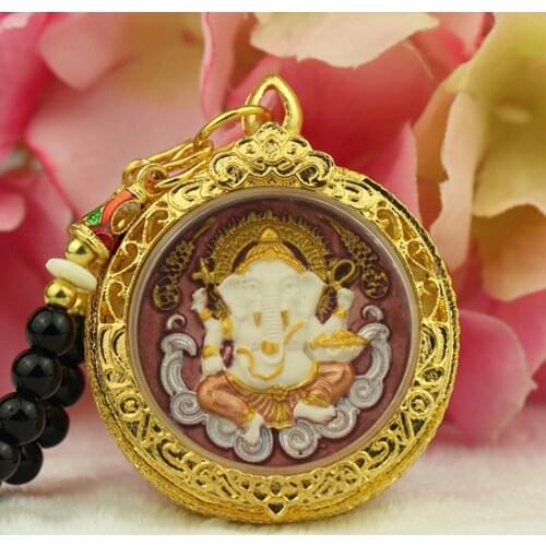 Southeast Asia Thailand God of wealth Elephant GANESH temple Buddhism bring fortune Money GOOD LUCK Buddha card Pendant Amulet